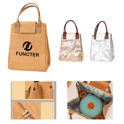 Kraft Paper Insulated Lunch Tote Bag