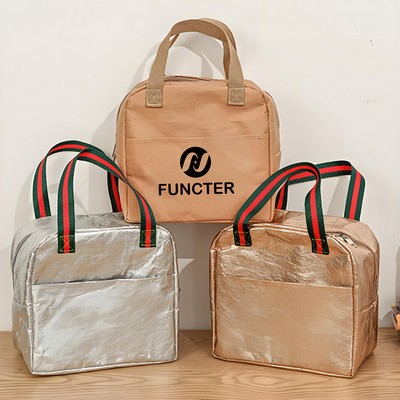 Kraft Paper Insulated Lunch Tote Bag